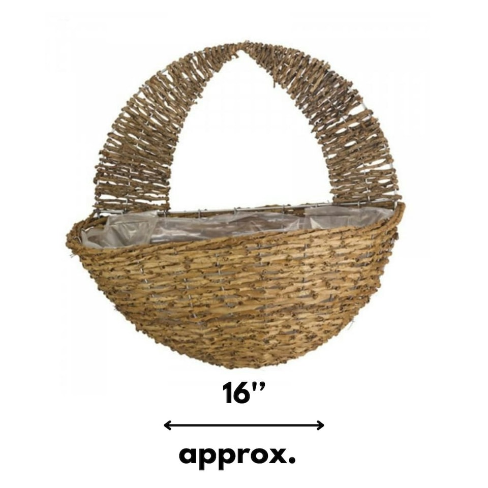 image 1 of Marco Paul Brown Rattan Wall Mounted Planter 16" Brown