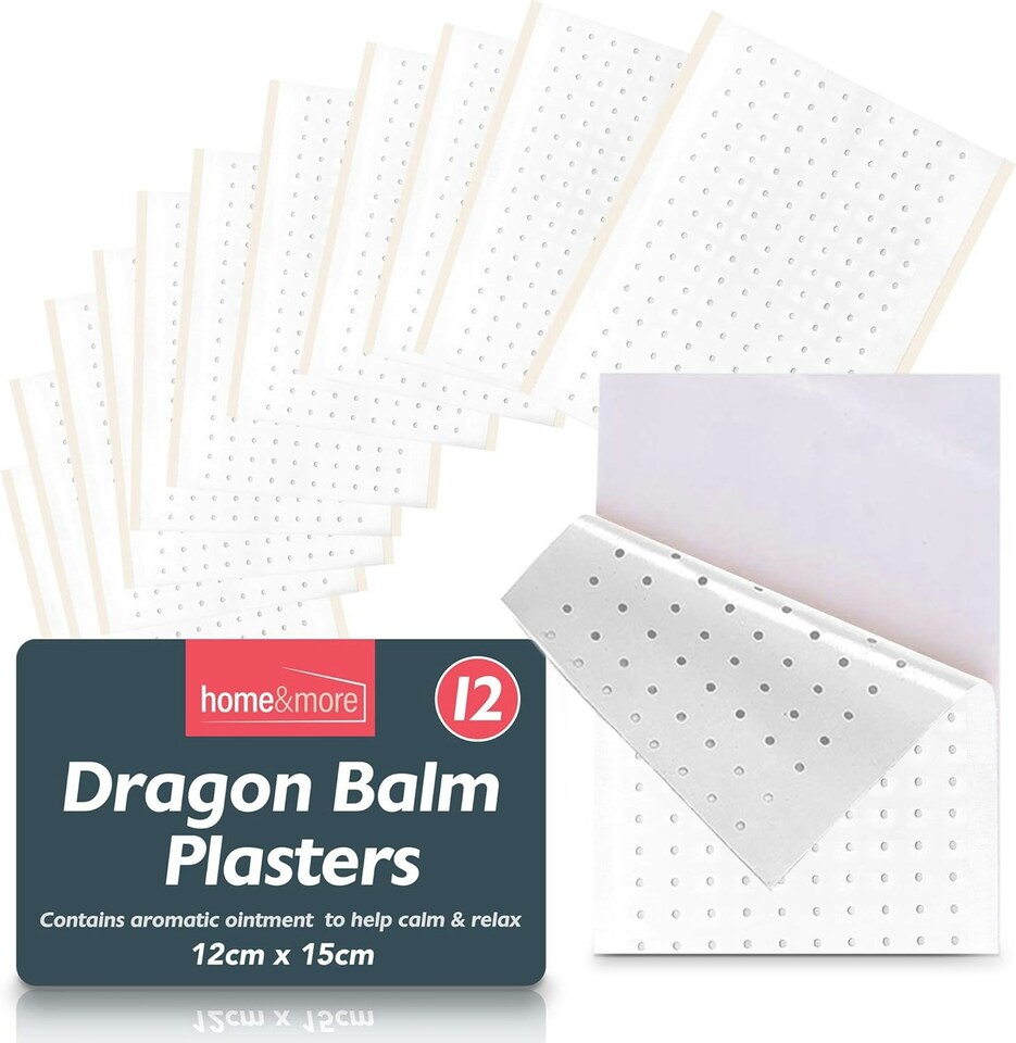 image 1 of SOL 12pk Dragon Balm Plasters 12x15cm Adhesive Heat Patches - Soothes Back, Neck