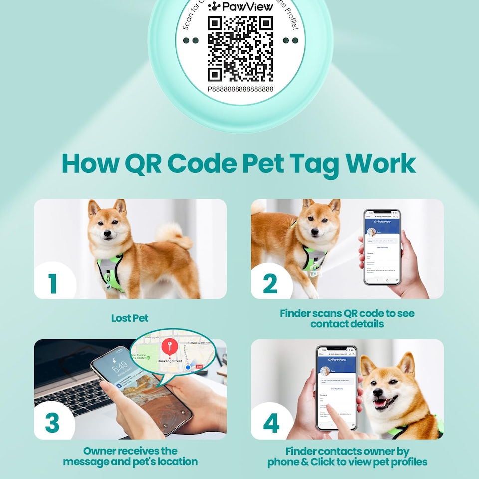 image 1 of AirTag Holder & Collar for Pets GPS Tag & App with Smart QR ID