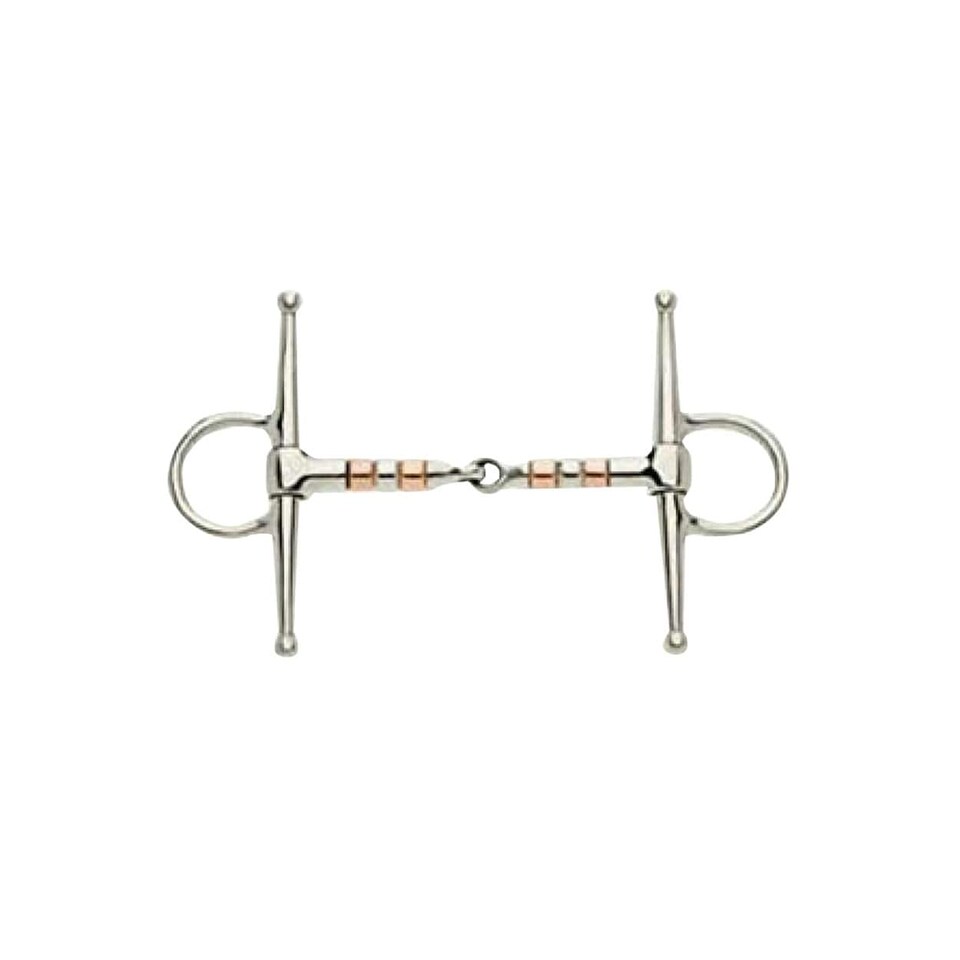 image 1 of Lorina Copper Roller Full Cheek Jointed Snaffle - Silver/Copper - 5in