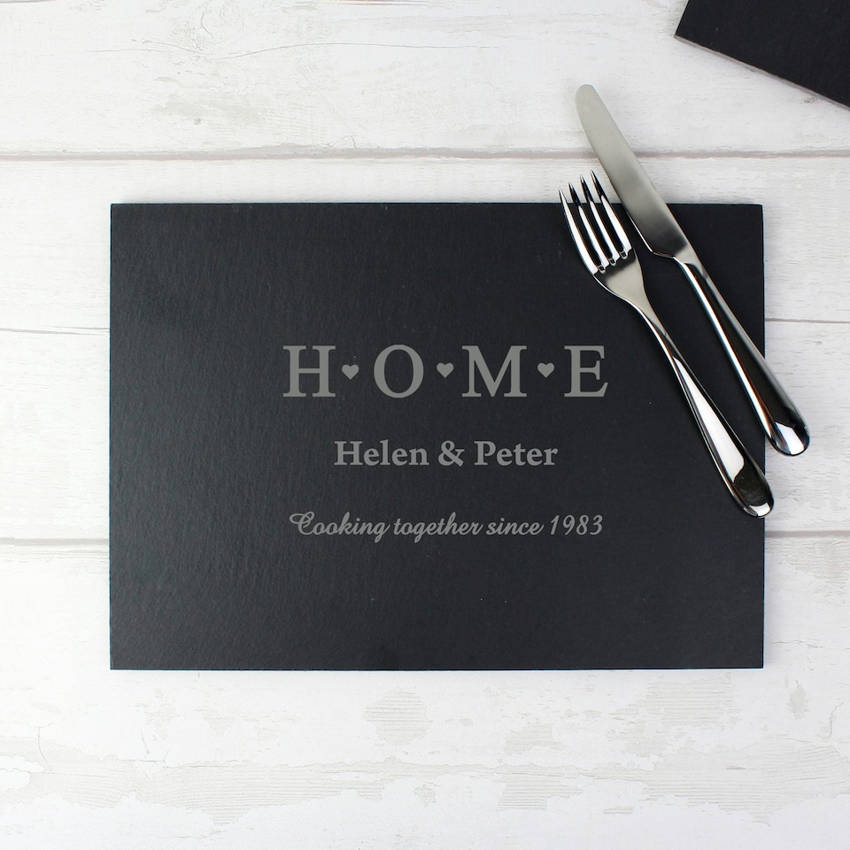 image 1 of Personalised HOME Slate Rectangle Placemat Black