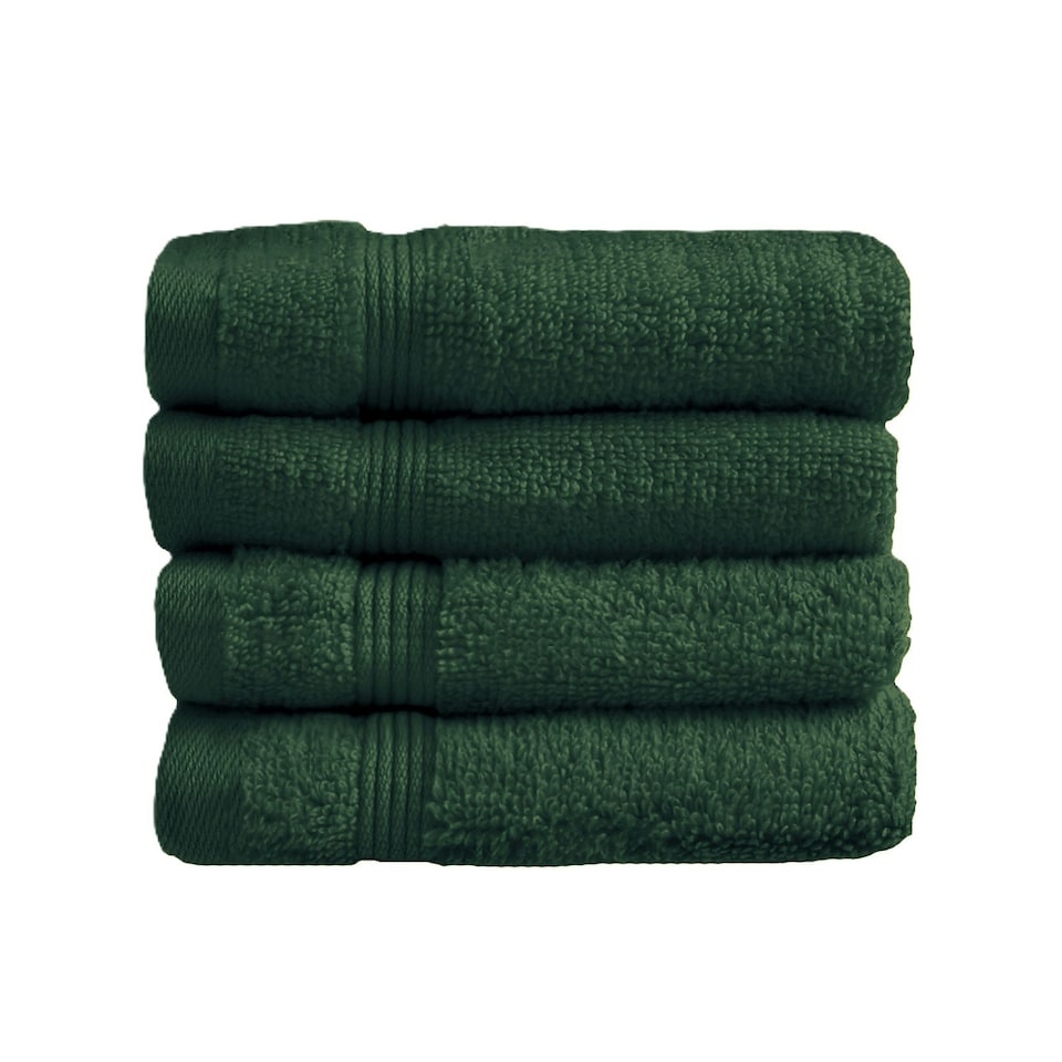 image 1 of Zero Twist Egyptian Cotton Face Cloths Pack of 4 - Dark Green Green | Green | Dark Green | Face cloth