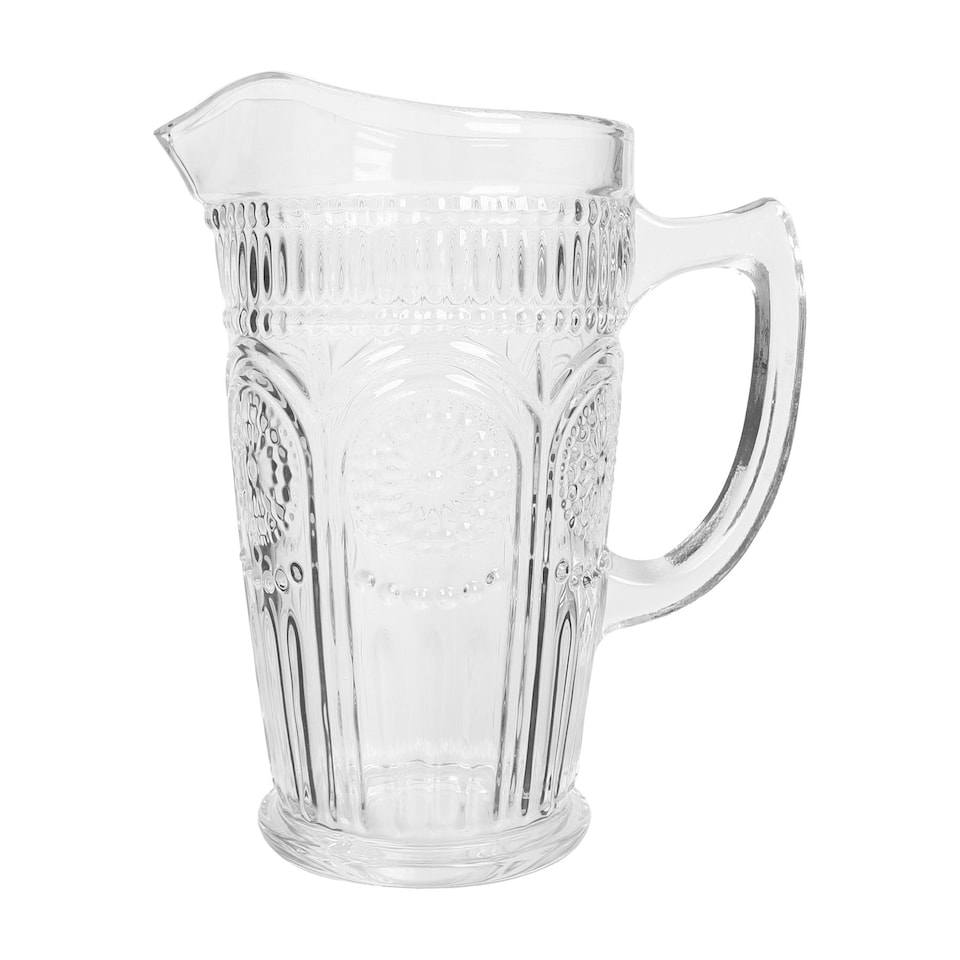image 1 of Argon Tableware Amore Ribbed Glass Water Jug - 1.3L | Clear | Clear | 4