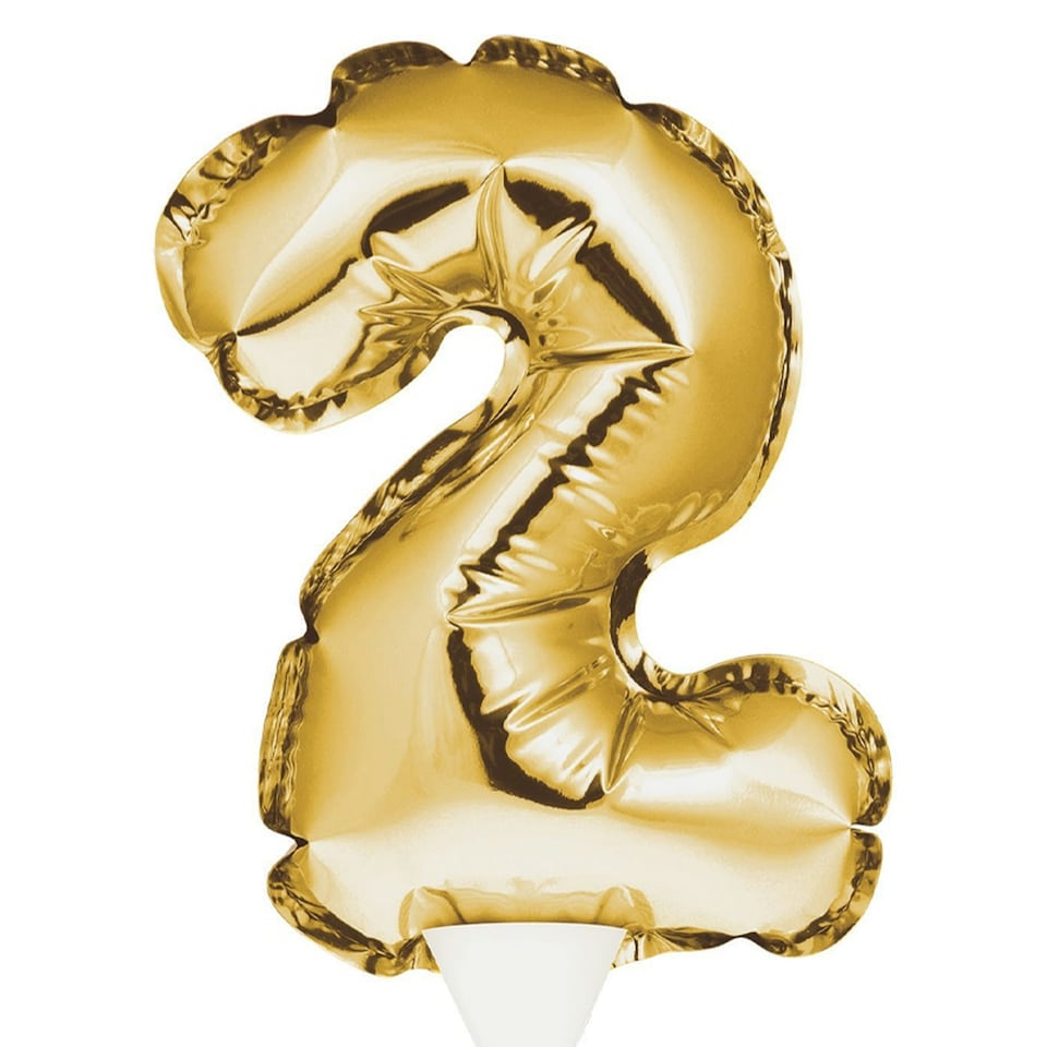 image 1 of Creative Party Number 2 Balloon Cake Topper - Gold - One Size