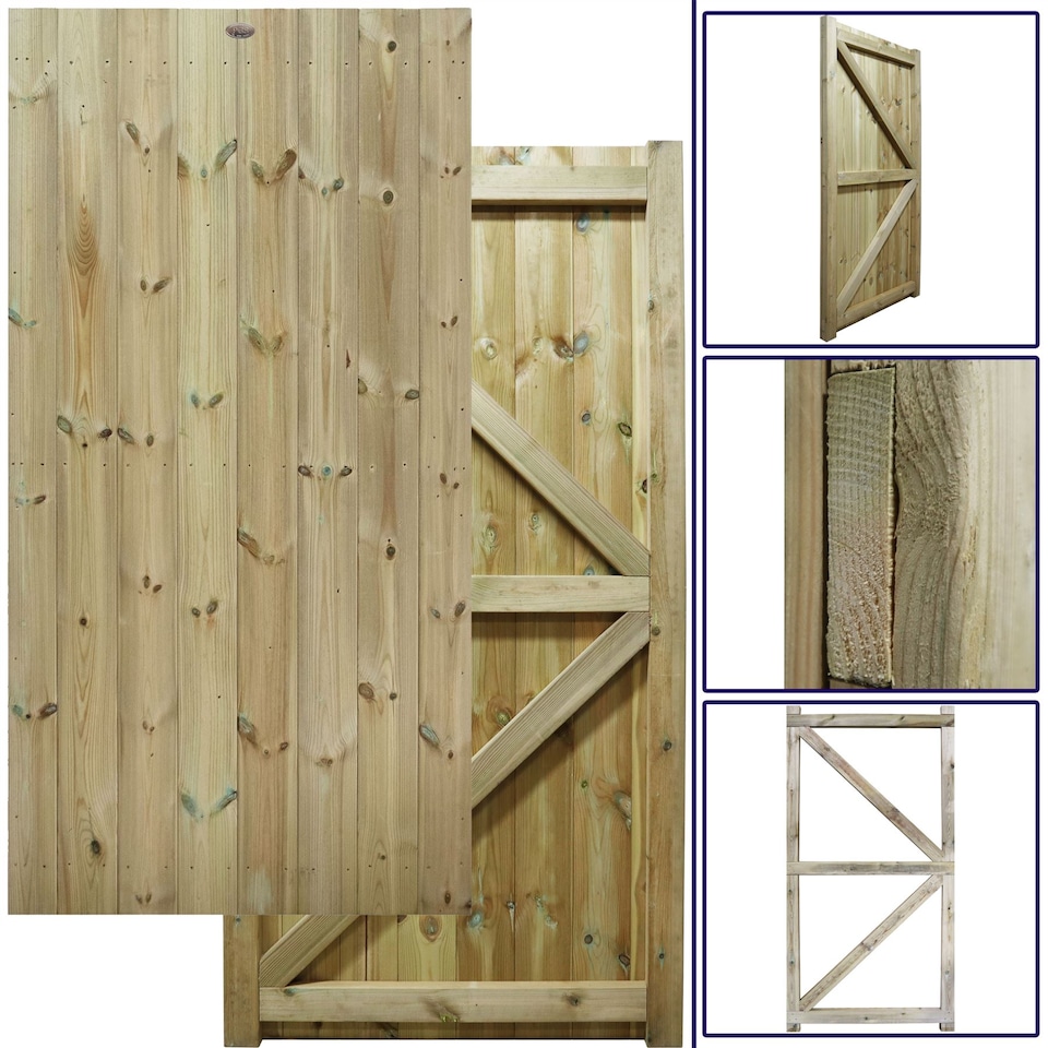 image 1 of Heavy Duty Garden Gate 6ft x 3ft T&G H-Frame Flat Top Treated Timber Door