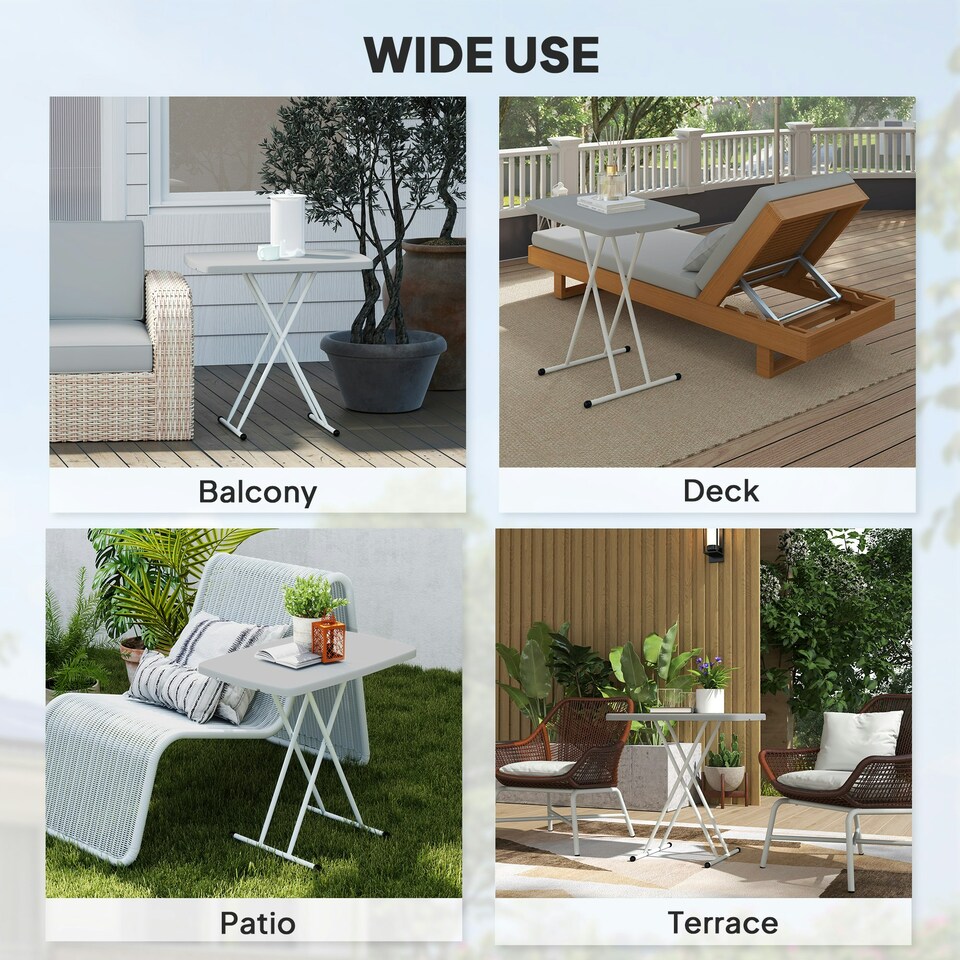 image 1 of Outsunny Folding Coffee Table, Height Adjustable Bistro Table