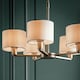 image 3 of Daley 5 Light Multi Arm Ceiling Pendant Matt Nickel, Vintage White Silk Effect, E14