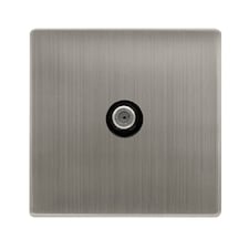 SE HOME Stainless Steel Screwless Plate Satellite Socket 1 Gang - Black Trim - SE Home Black | Stainless Steel
