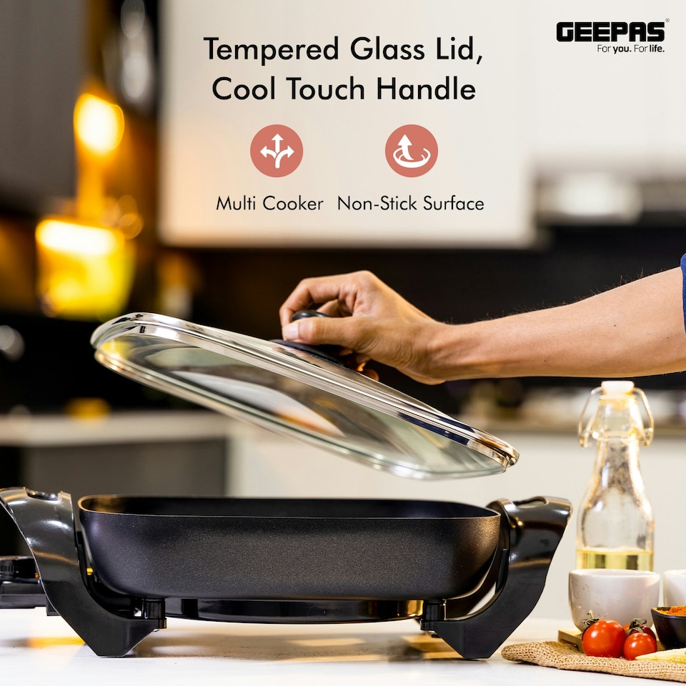 image 1 of GEEPAS Large Multi Cooker | 1500W Aluminium Multifunctional Electric Skillet