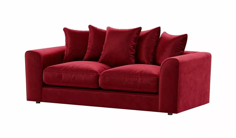 image 1 of PLUSH VELVET RED  3 SEATER SOFA  SUITE