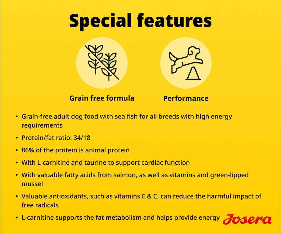 image 1 of Josera High Protein Adult Sea Fish complete dry food | For active, working and sporting dogs | Grain-free | Lots of meat | Herbs & Fruits | 12.5kg