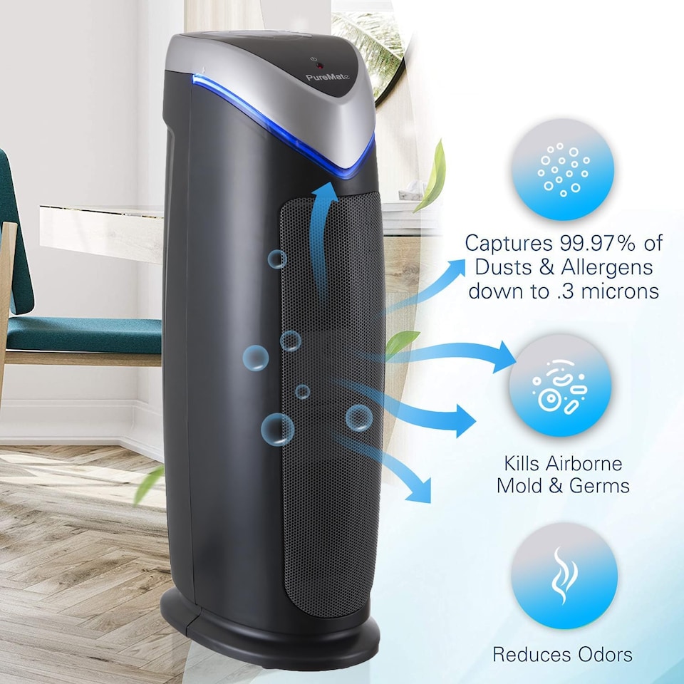 image 1 of HEPA Air Purifier and Ioniser with UV-C Sanitiser Eliminates viruses 22 Inches