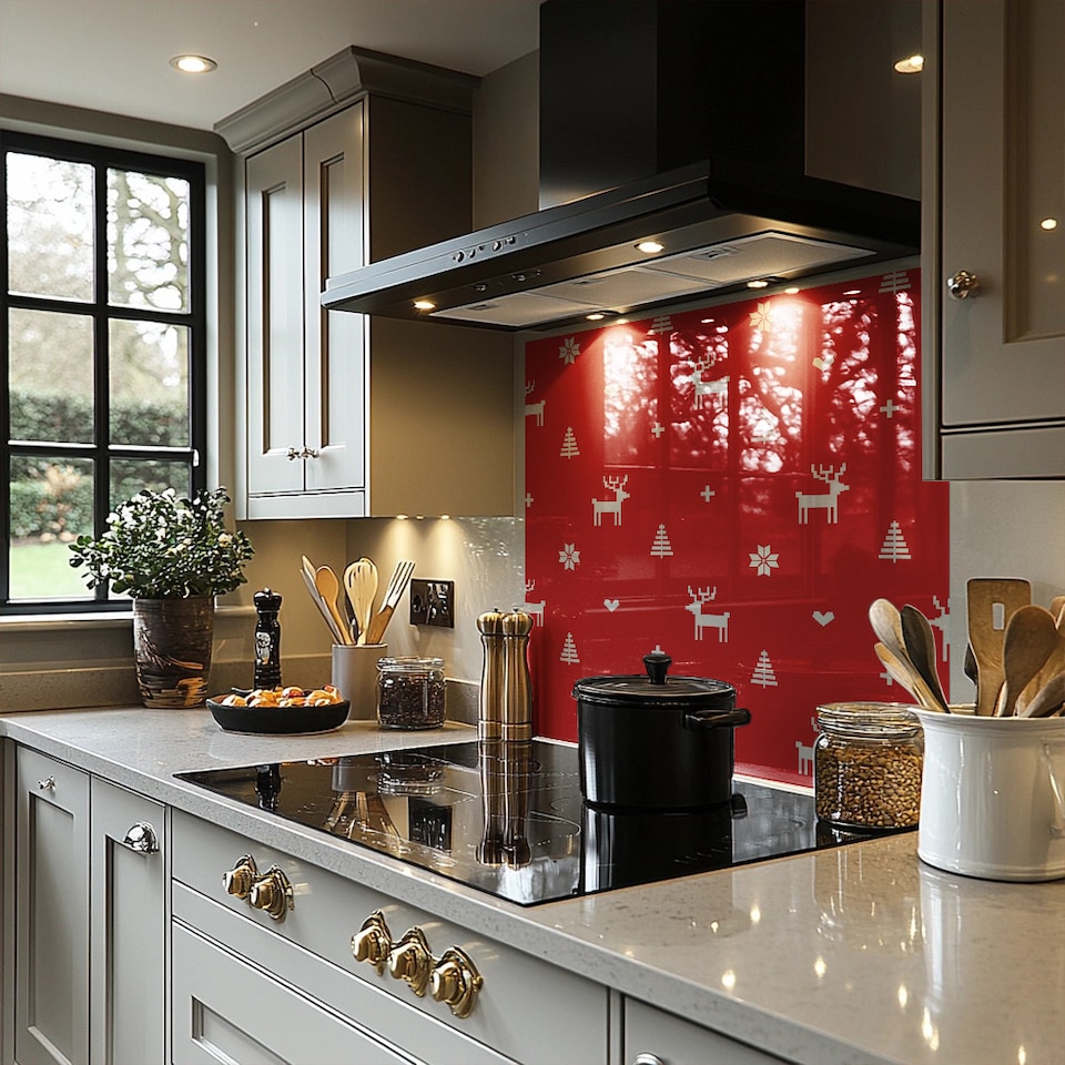 image 1 of Norway Christmas Festive Sweater Dining Splash Back | White