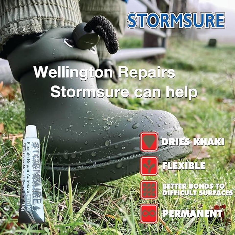 image 1 of Khaki Wellington Boot Repair Kit - Fast, Durable, and Flexible Repairs for Wellington Boot: Great for Splits, Cracks, and Holes