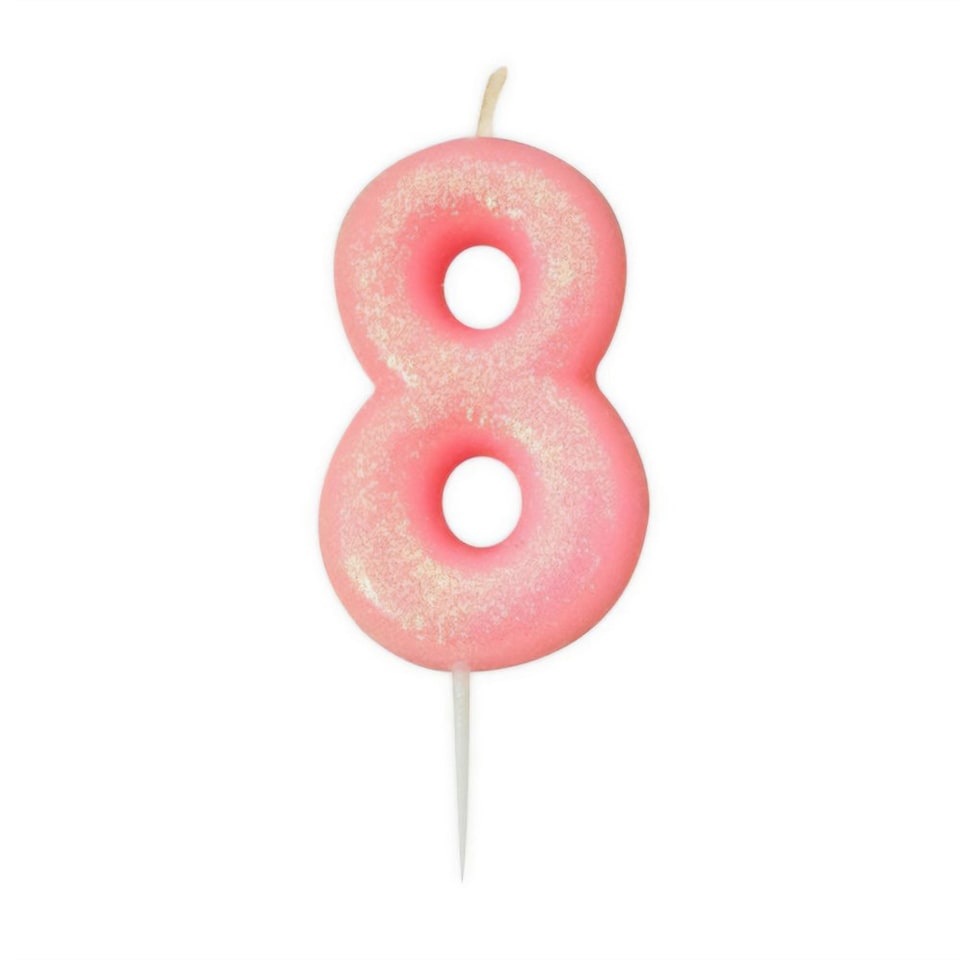 Anniversary House Glitter 8th Birthday Pick Candle - Pink - One Size