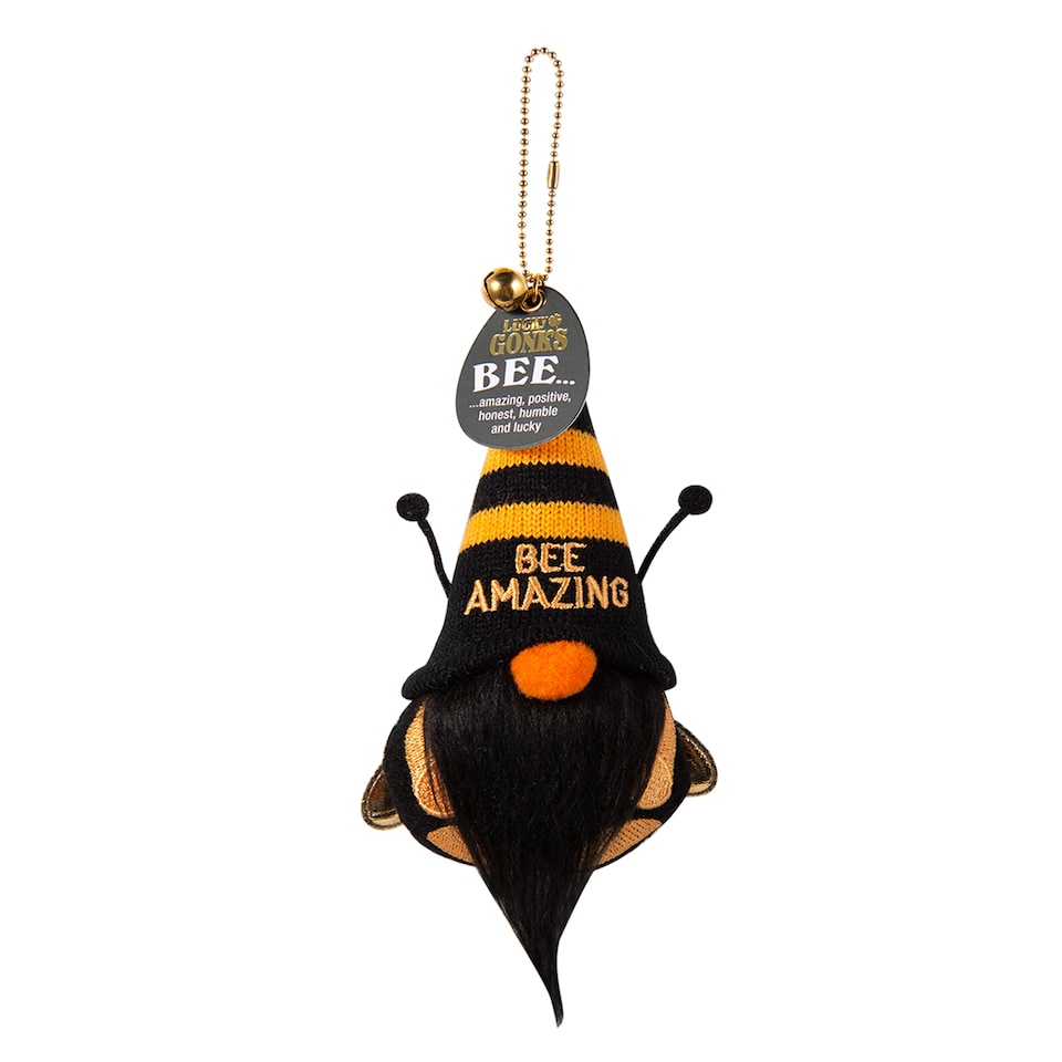 image 1 of Pre-personalised Lucky Gonk Mascot Keyring For Bag Or Backpack - BEE - 136 Names and Themes Available | Black
