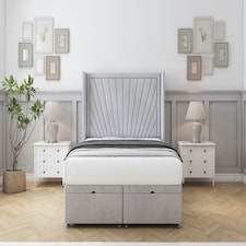 Sloomy Rutherford Silver Naples Ottoman Bed With Mattress With 54" Wingback Headboard 5' King