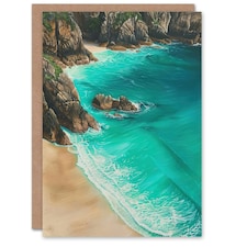 Waves Surfing Turquoise Sea Shore Coast Him Her Birthday Card