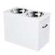 image 1 of PawHut Raised Pet Bowls w/ Storage, Two Stainless Bowls, Elevated Base - White