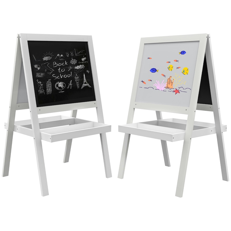 image 1 of AIYAPLAY 2-in-1 Double-Sided Easel for Kids, with Storage Shelf | White | White