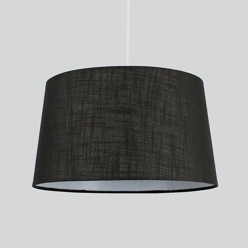 image 1 of ValueLights Modern Tapered Black Faux Linen Ceiling Pendant Table Lamp Light Shade