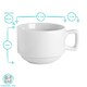 image 3 of Argon Tableware 48 Piece Classic White Stacking Teacup & Saucer Set - 200ml - Tea Cup Saucer Coffee Cup Cappuccino Cup Drinking Mug