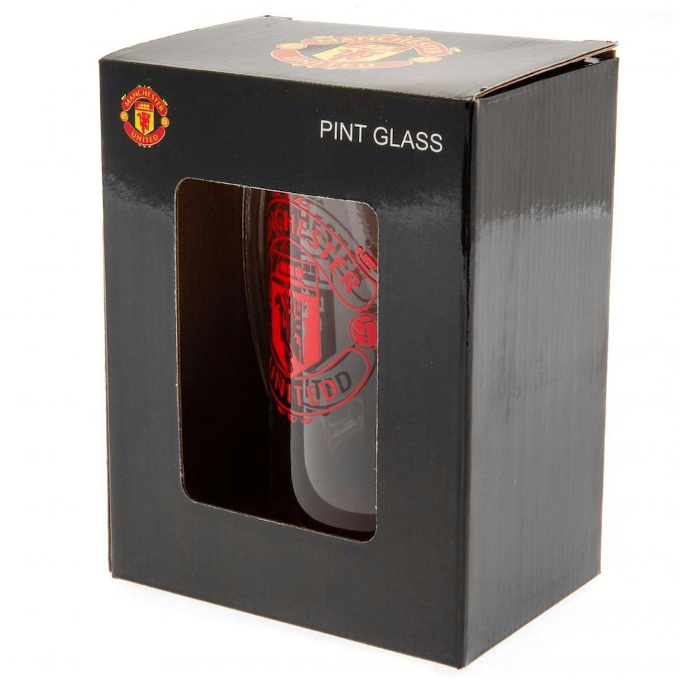 image 1 of Manchester United FC Crest Glass Tankard - Red - One Size