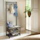 image 3 of Hall Tree Coat Stand With Shoe Storage and Hooks Brown One Size