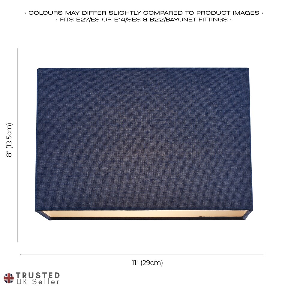 image 1 of Contemporary and Stylish Navy Midnight Blue Linen Fabric Rectangular Lamp Shade | Blue | 12"