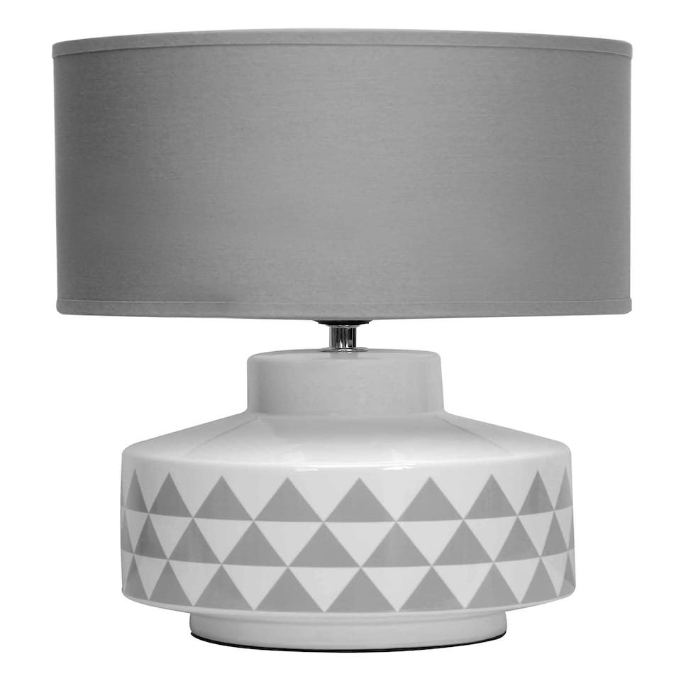 Interiors by Premier White Table Lamp, Ribbed Ceramic Base With Gloss Finish, Neutral Fabric Shade Diffuses Light Gently