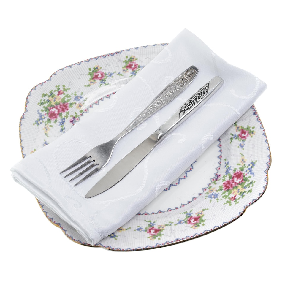 image 1 of 10pcs White Christmas Napkins Cloth Dinner Table Napkins - 20 x 20 Inch