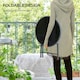 image 3 of Outsunny Round Folding Side Table w/ Imitation Marble Glass Top, Black