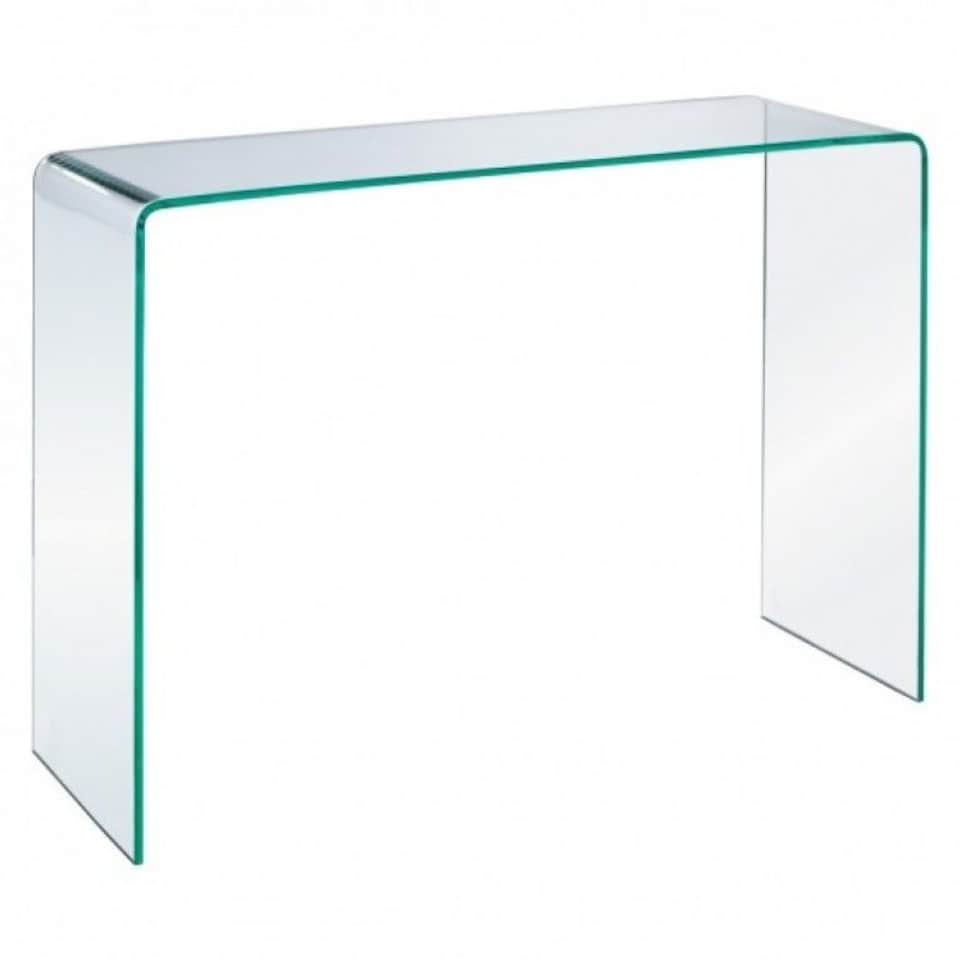 image 1 of Crystal Large Stylish Curved Glass Hallway Console Table | Clear | Clear