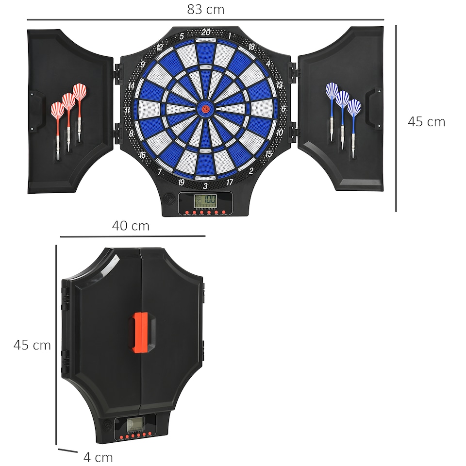 image 1 of SPORTNOW Electronic Dartboard Set with 31 Games, 285 Programs, Cabinet, 6 Soft Tip Darts, 6 Spare Tips, LCD Scoring Indicator for Party, Game Night, Gift