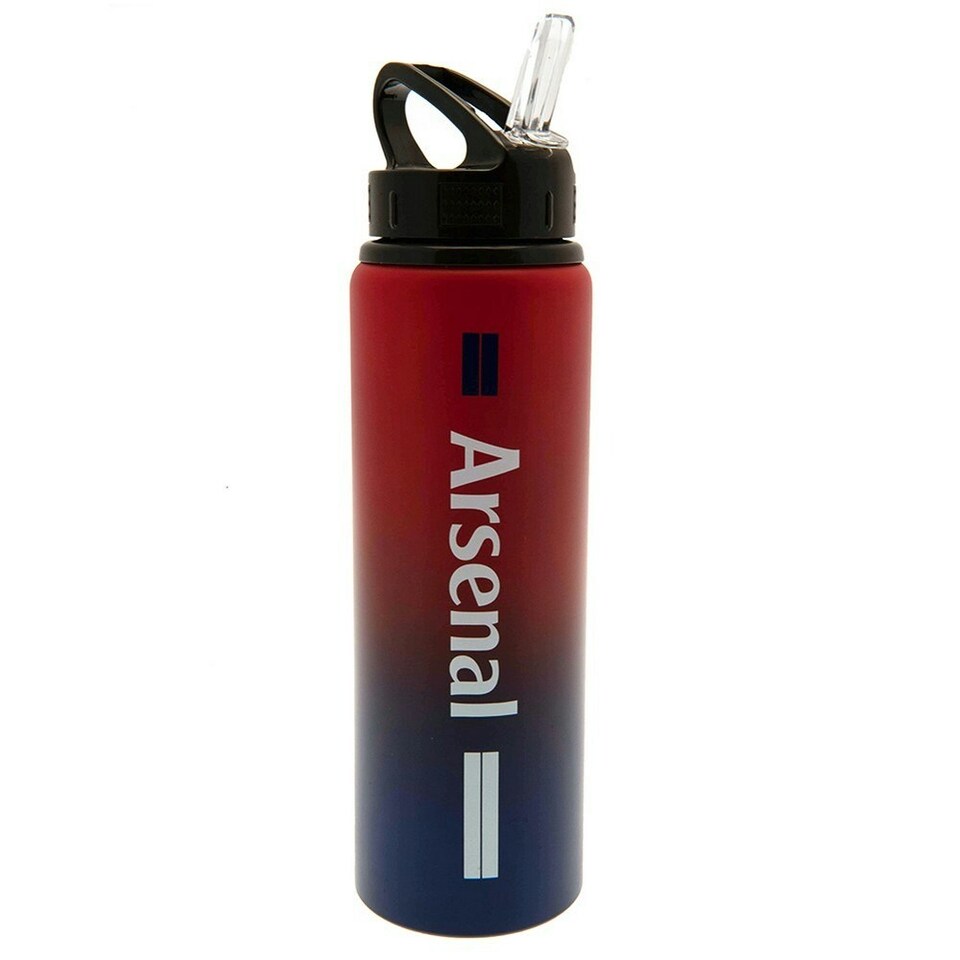 image 1 of Arsenal FC Stripe Aluminium Water Bottle - Red/Black/White - One Size