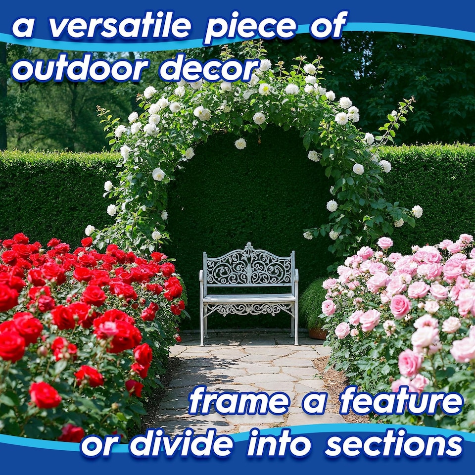 image 1 of Harbour Housewares 2x Metal Garden Arbour Arches - 2.4m x 1.4m Large Wide Heavy-Duty Outdoor Plants Flower Archway Pergola Trellis | Black | Black | One Size | 2