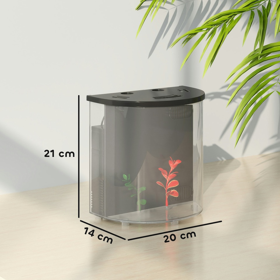 image 1 of PawHut Fish Tank, 3L Nano Aquarium Starter Kit with Filter System, LED Light