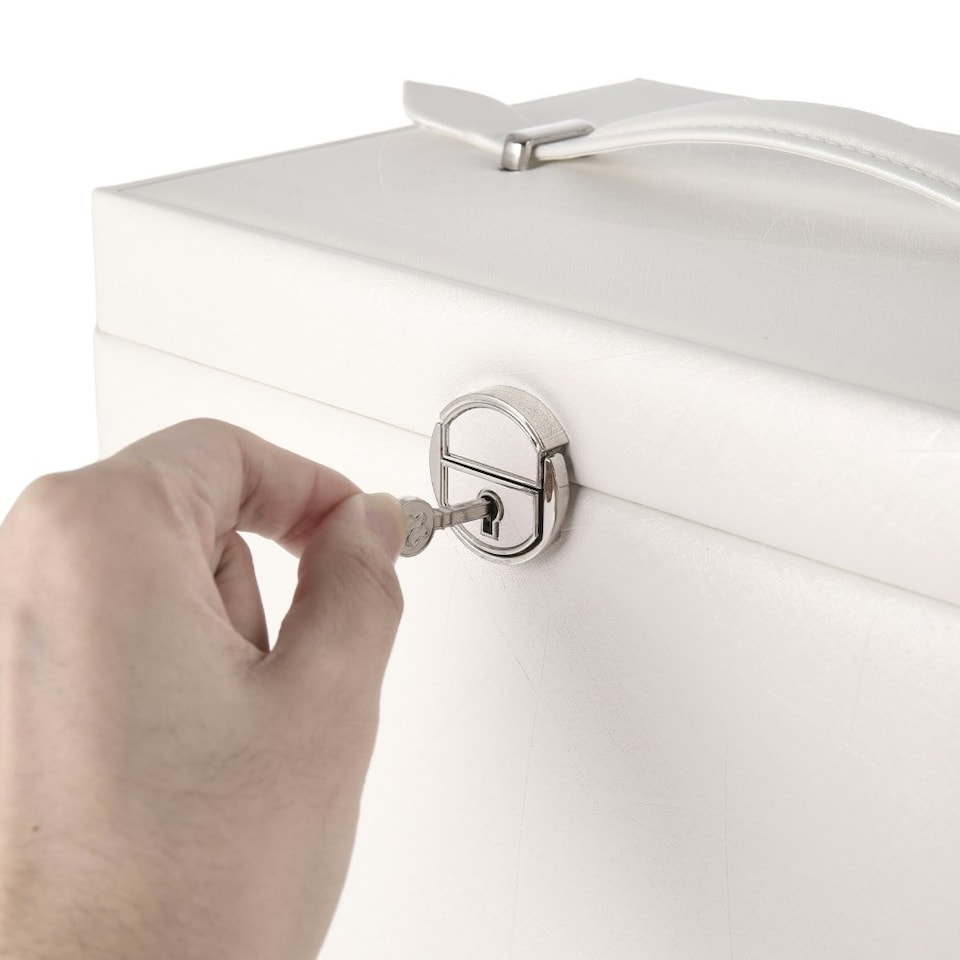 Living and Home Jewellery Box Storage Organiser with Lock & Mirror