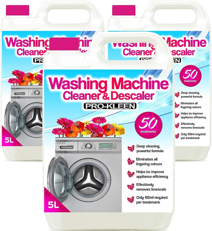 Pro-Kleen Washing Machine Cleaner and Descaler - 50 Treatments - Removes Smells Caused by Mould, Mildew & Damp & Grease 15L