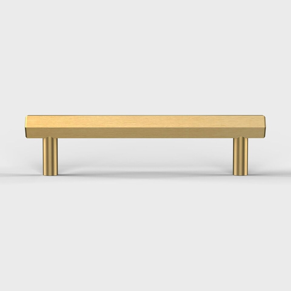 image 1 of Pushka Home Solid Brass Hexagon Bar Handle 224mm - Brushed Gold Finish Gold