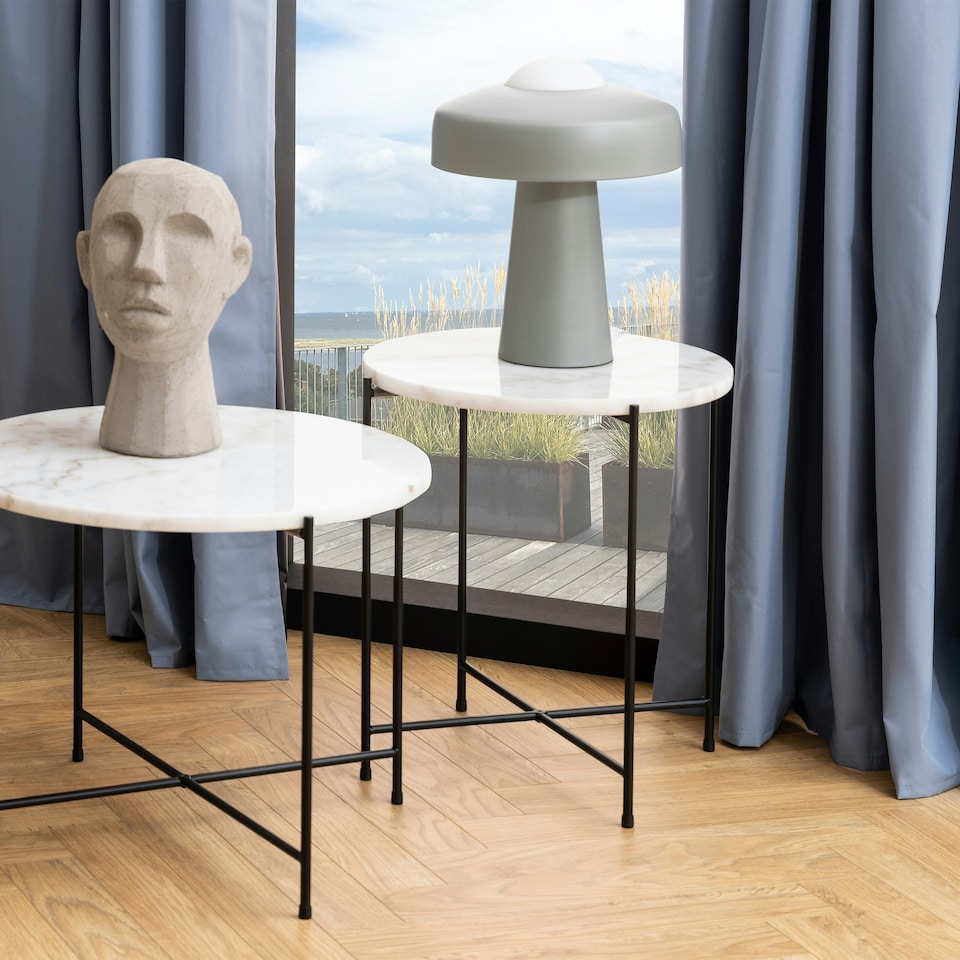 image 1 of Avila Side Table with White Marble Top 42x45cm