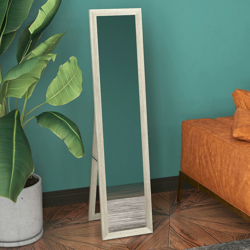 image 1 of HOMCOM Full Length Mirror Farmhouse Wall Mirror Hanging Freestanding Grey