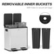 image 7 of HOMCOM Dual Kitchen Bin, 2 x 20L Stainless Steel Double Rubbish Bin with Soft Close Lid, Removable Inner Buckets, Rubbish Bags, Fingerprint-Proof for Recycling and Waste, Silver Tone