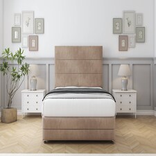 Sloomy Monaco Mink Naples Divan Bed With Mattress 2 Drawers Right Side With 26" Strutted Headboard & 12" Matching Footboard 2'6 Small Single | Brown | Mink | Small Single | 1