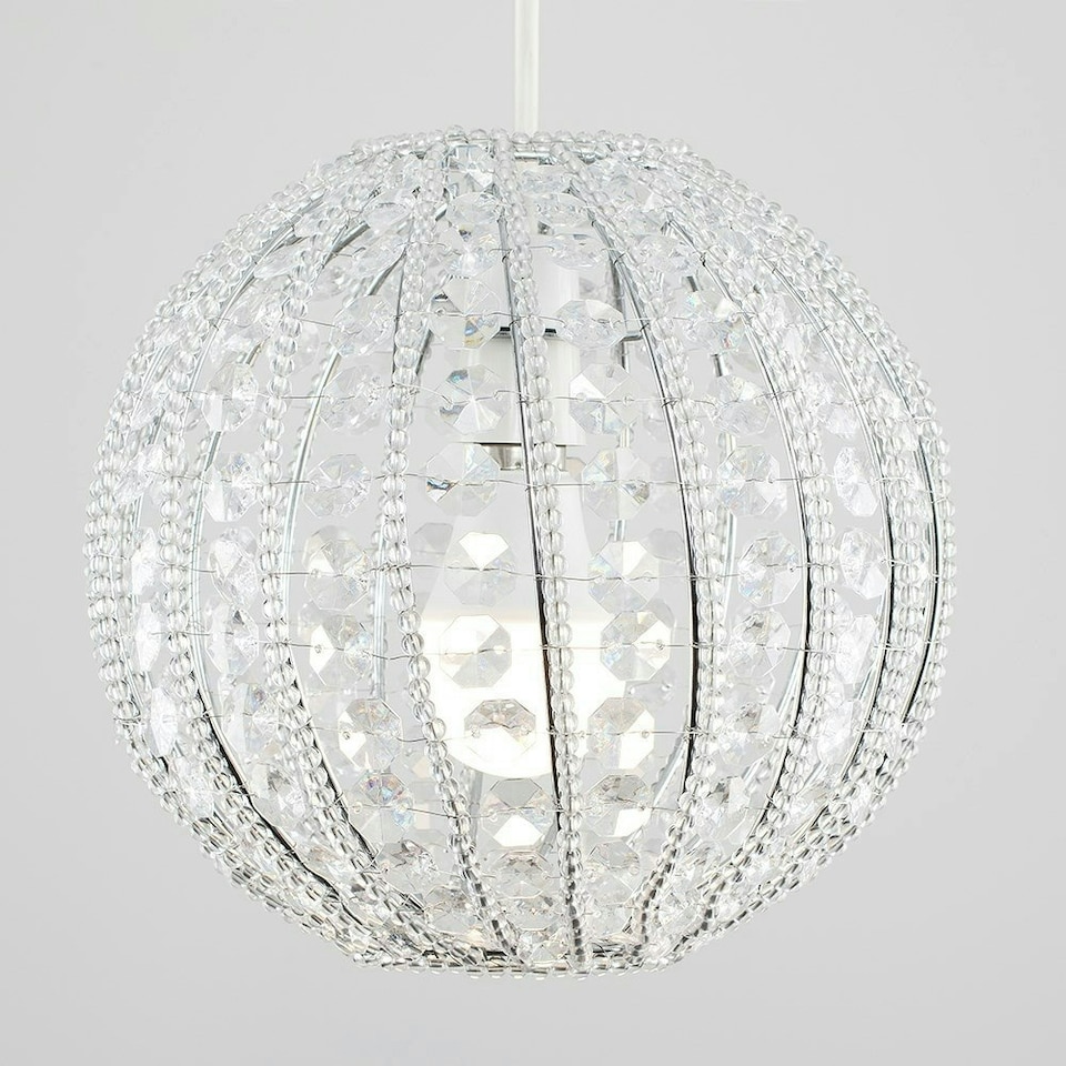 image 1 of ValueLights Modern Ornate Design Round Ceiling Pendant Shade With Clear Acrylic Jewels