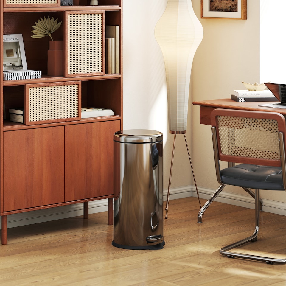 image 1 of HOMCOM Foot Pedal Bin Stainless Steel Metal Waste Rubbish Lid Kitchen Garbage 30L Silver | Multi | 1