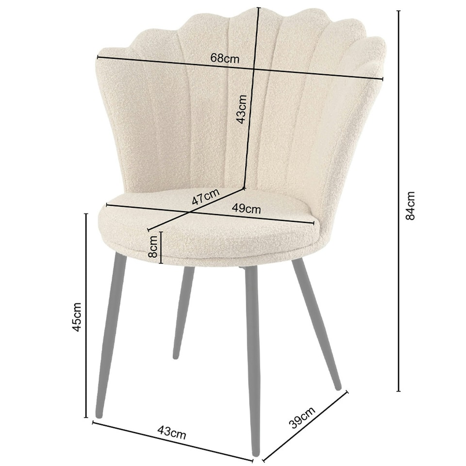 image 1 of FREYA Petal Chair Boucle Upholstered Fabric - Cream Cream | Boucle
