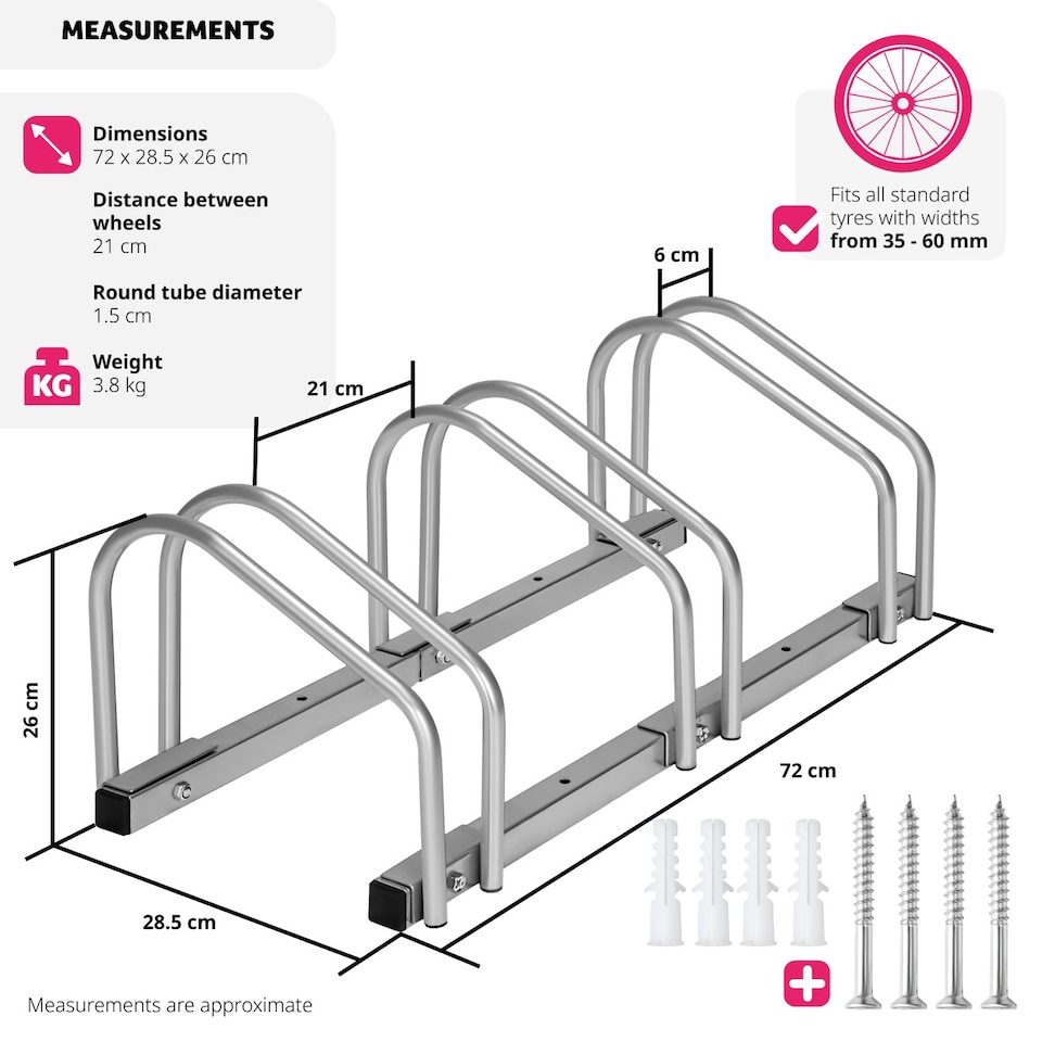 image 1 of Bike Rack, for ground or wall-mounting - for 3 Bikes