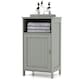 image 9 of COSTWAY Bathroom Floor Cabinet Single Door w/Shelf Grey Grey