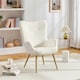 image 1 of Yaheetech Boucle Accent Chair with Wood-tone Metal Legs White | Ivory